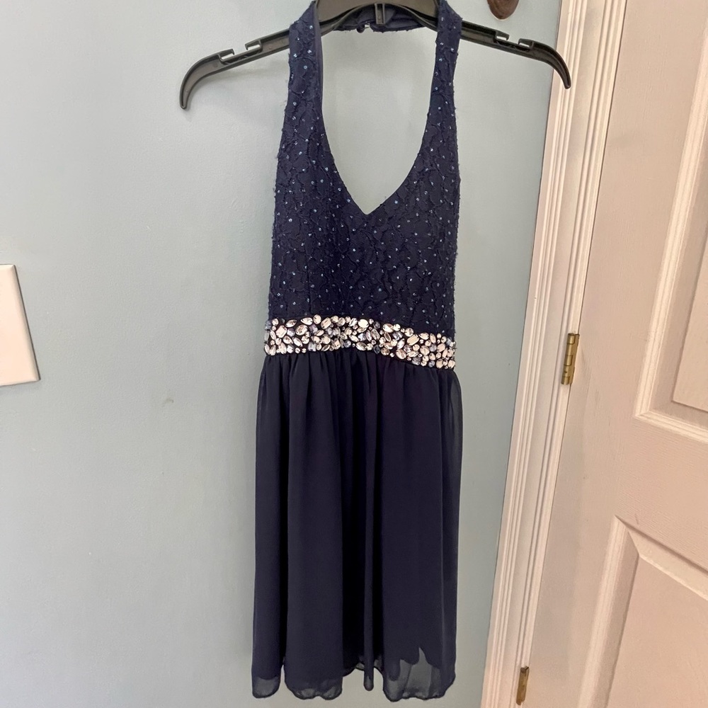 Midnight Blue bejeweled dress- great for Taylor Swift Eras Tour!